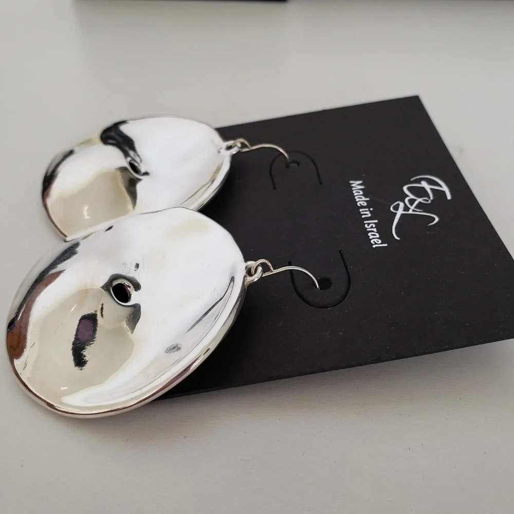 E&L Israel Sterling Silver Electroform Drop Earrings - Picture 2 of 9